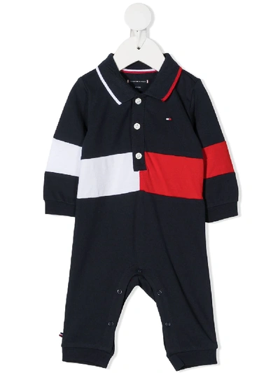 Tommy Hilfiger Junior Babies' Polo-style Panelled Romper In Blue