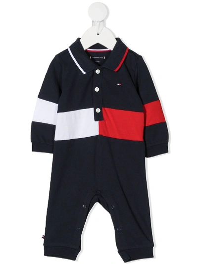 Tommy Hilfiger Junior Babies' Polo领连体衣 In Blue