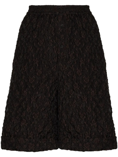 Cecilie Bahnsen Brown Linea Textured Shorts In Black