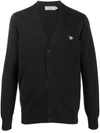 Maison Kitsuné Button-up Wool Cardigan In Black