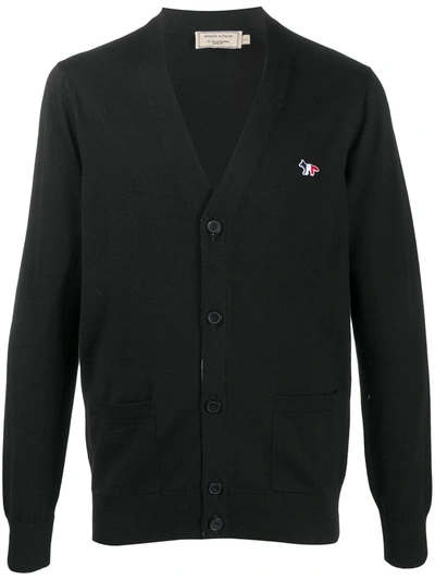 Maison Kitsuné Button-up Wool Cardigan In Black