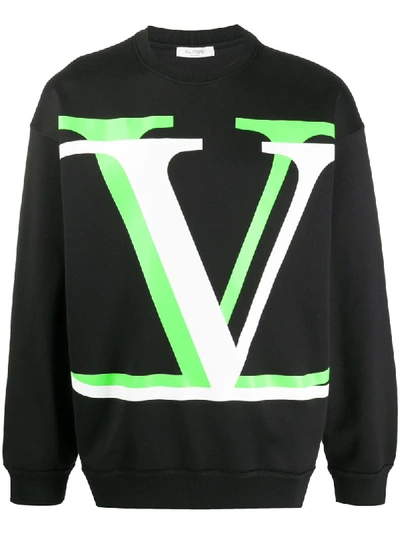 Valentino Vlogo Shadow Crew-neck Sweatshirt In Black