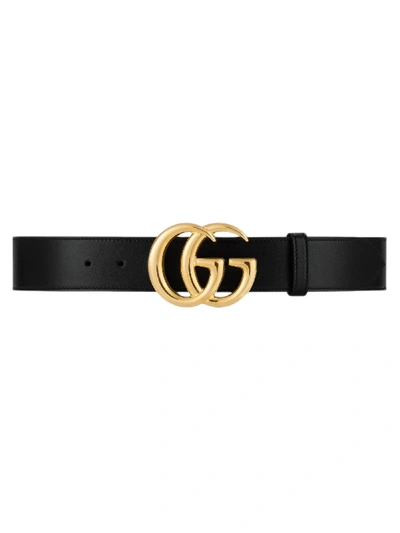 Gucci Leather Belt With Double G Buckle In Black