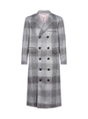 THOM BROWNE CHECK WOOL AND MOHAIR DOUBLE BREASTED COAT,11507409