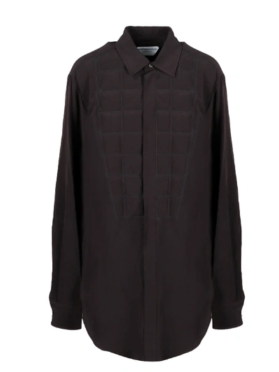 Bottega Veneta Embossed Silk Crepe De Chine Shirt In Black