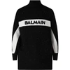 BALMAIN BLACK DRESS FOOR GIRL WITH LOGO,11507006