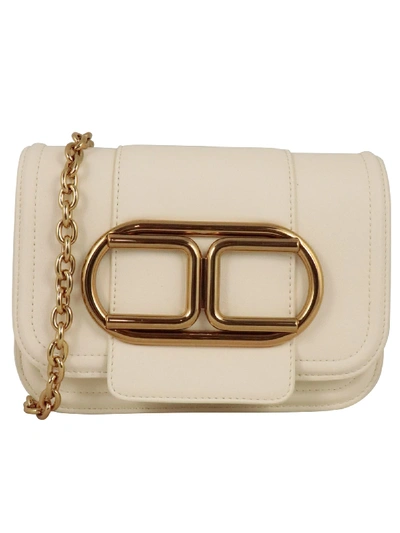 Elisabetta Franchi Celyn B. Elisabetta Franchi Mini Clutch Bag In Butter-colored Eco-leather In Bianco