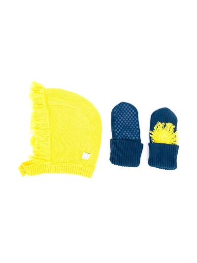 Stella Mccartney Babies' Hat And Mittens Set In Yellow