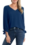 Cece Tie Sleeve Top In Night Horizon