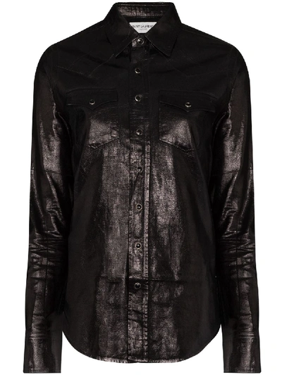 Saint Laurent Button-down Western Shirt In Black