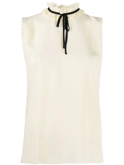 Miu Miu Sleeveless Silk Blouse In Gelb