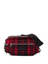 Saint Laurent Nuxx Tartan Belt Bag In Red And Black In Black