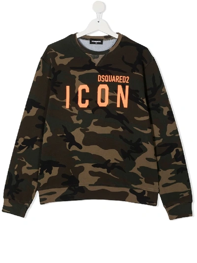 Dsquared2 Teen Camouflage-print Sweatshirt In Brown