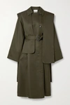 TIBI LAYERED DOUBLE-BREASTED WOVEN TRENCH COAT