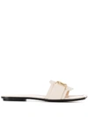 LANVIN SQUARE TOE LEATHER SANDALS