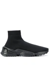 Ferragamo Sock-style High-top Sneakers In Black