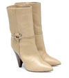 Isabel Marant Lunder Leather Ankle Boots In Beige