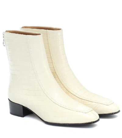 Aeyde Amelia Croc-effect Ankle Boots In Beige
