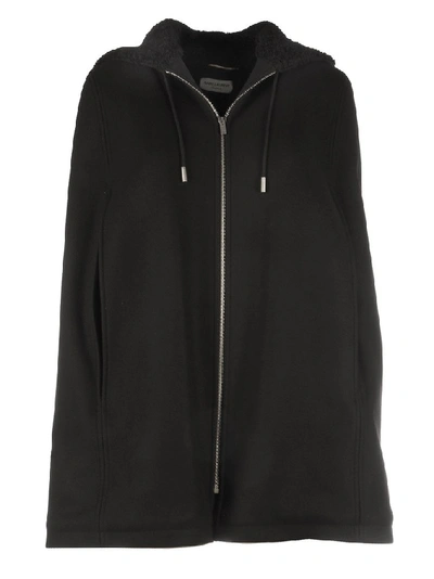 Saint Laurent Cape-style Hooded Jacket In Nero