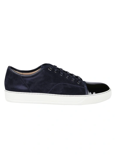 Lanvin Suede And Leather Cap-toe Sneakers In Blue