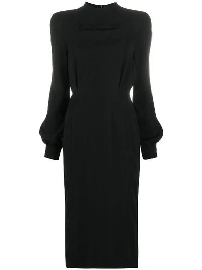 Versace Fit-and-flare Keyhole Slit Dress In Black