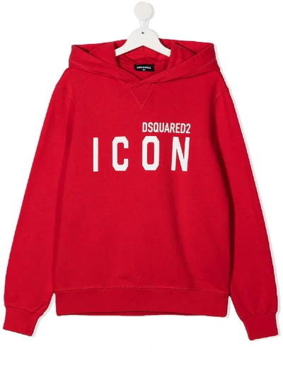 Dsquared2 Teen Logo-print Hoodie In Red