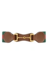 Gucci Elastic Web Belt With Horsebit In Brown