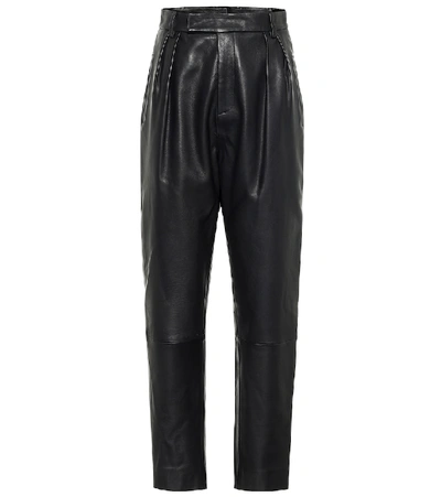 Khaite Magdeline High-rise Leather Trousers In Black