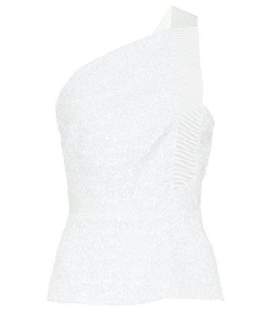 Roland Mouret Coreana One-shoulder Sequined Crepe Top In White