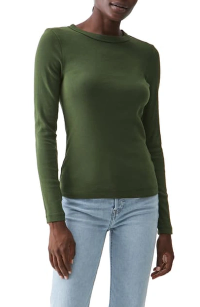 Michael Stars Crewneck Long Sleeve T-shirt In Dark Matcha