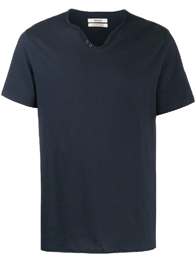 Zadig & Voltaire Men's Monas Splitneck Cotton T-shirt In Marine