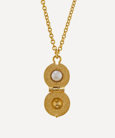 Alex Monroe X Raven Smith Gold-plated Cannonball Hidden Pearl Pendant Necklace