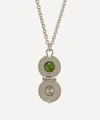 ALEX MONROE X RAVEN SMITH SILVER CANNONBALL HIDDEN GREEN TOURMALINE PENDANT NECKLACE,000713837