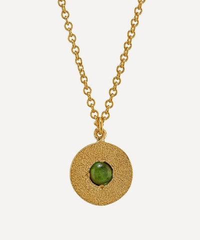 Alex Monroe X Raven Smith Gold-plated Iris Reversible Green Tourmaline Disc Pendant Necklace