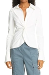 Cinq À Sept Mckenna Twist-front Shirt In Ivory