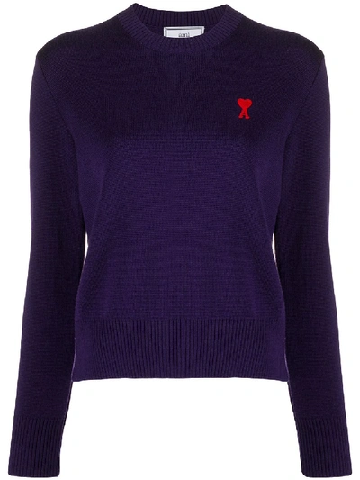 Ami Alexandre Mattiussi Ami De Coeur Knitted Jumper In Purple