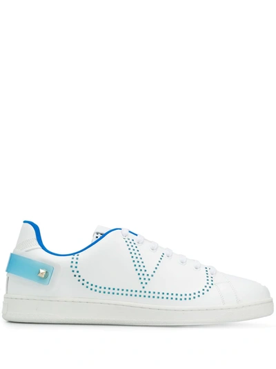 Valentino Garavani Backnet Vlogo Low-top Sneakers In White And Blue