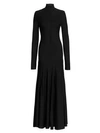 Bottega Veneta Knit Turtleneck Gown In Black