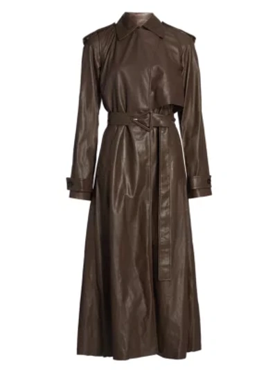 Bottega Veneta Long-line Leather Trench Coat In Milk Chocolate