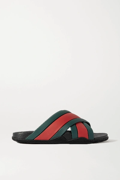 Gucci Agrado Web Stripe Slide Sandal In Red