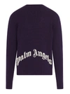 Palm Angels Logo Recycled Wool Blend Knit Sweater In Purple