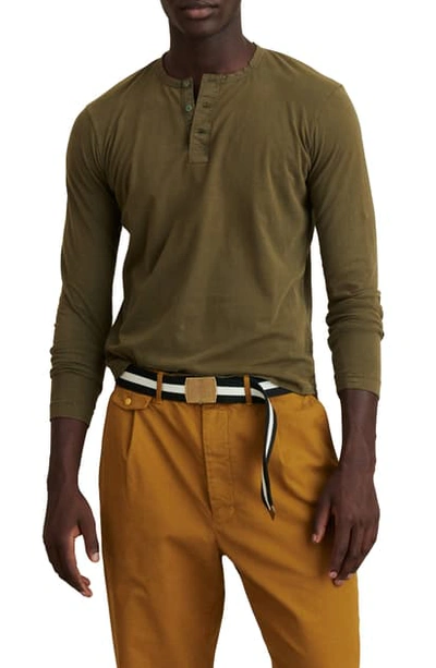 Alex Mill Garment Dyed Henley In Army Green