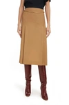 Victoria Beckham Belted Pleated Wool High-rise Skirt In Caramel