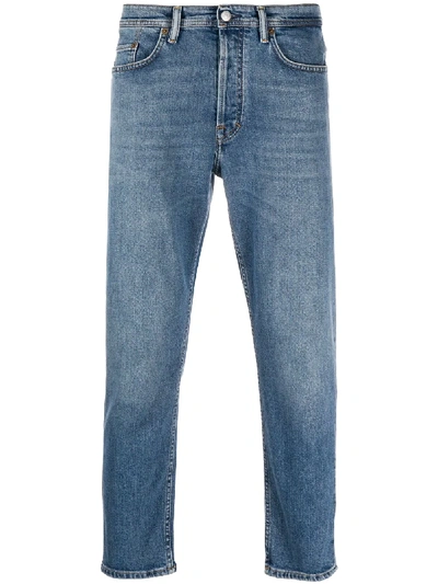 Acne Studios Mid Rise Crop Whiskered Denim Jeans In Blue