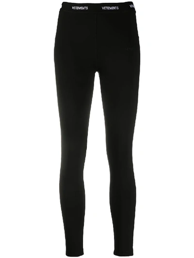 Vetements Logo Print Leggings In Black