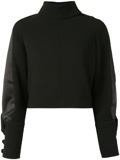 Dice Kayek Ruffle Trim Mock Neck Jumper In Black