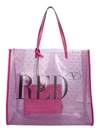 RED VALENTINO POINTOTE PINK PVC TOTE,022524CA-4A03-D162-7948-EE483DF3A3CF