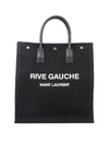 SAINT LAURENT RIVE GAUCHE BLACK FABRIC TOTE,104B1F79-FE4F-A92A-A959-A4EAA1F46BCC