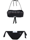 Alberta Ferretti Printed Bandeau Bikini In Black