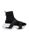 Balmain B Bold High Sock & Strap Tech Sneakers In Black